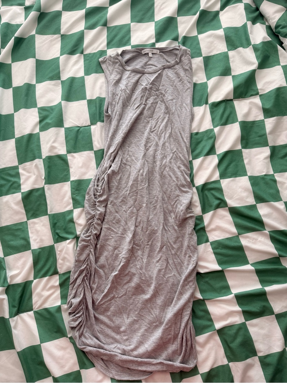 Light Gray Sleeveless Ruched Side Dress